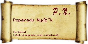 Poparadu Nyék névjegykártya